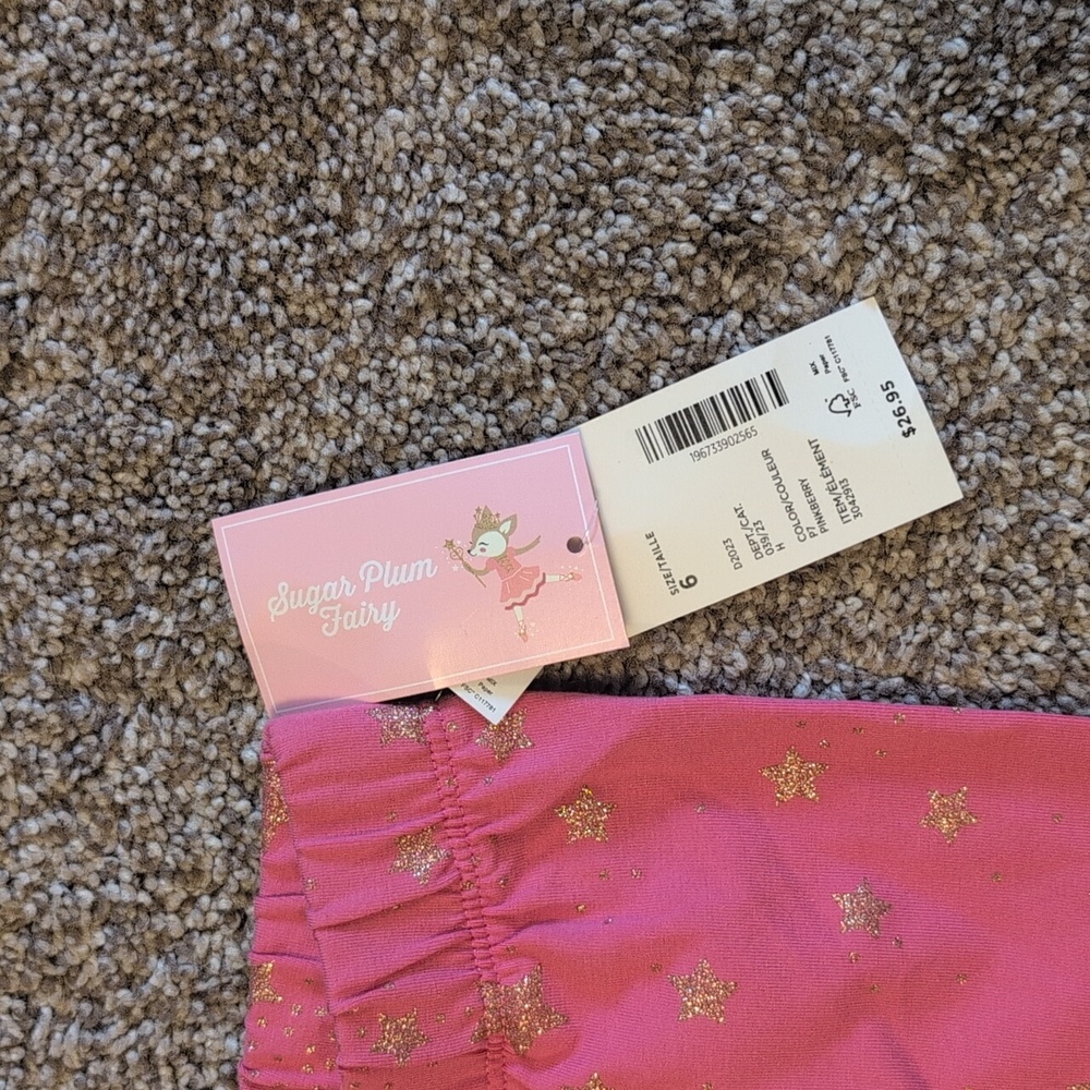 Gymboree 6 Yrs Pink Star Glitter Leggings - Picture 2 of 4